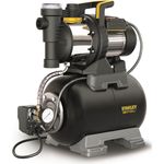 Stanley SXGP 1300 XFBE Hauswasserwerk 1.300 Watt 230 V 4.200 l/h Bewässerung max. Förderhöhe 50 m max. Förderdruck 3 bar max. Ansaughöhe 8 m Kesselinhalt 24 Liter max. Wassertemperatur 35 °C IP Schutzart IPX4 Kabellänge 1 m 16,2 kg selbstansaugend