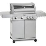 RÖSLE Gasgrill BBQ-Station VIDERO G4 Edelstahl, Grill mit 4 Haupt- und 1 Seitenbrenner, Deckel mit Glaseinsatz & Thermometer, beleuchtete Drehknöpfe, Edelstahl 18/0, Version 2021