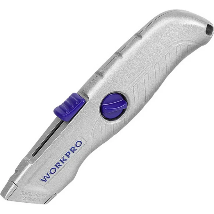 WorkPro Cuttermesser WP213007, Teppichmesser mit einziehbarer SK5-Klinge und Aluminiumgehäuse, 1 St.