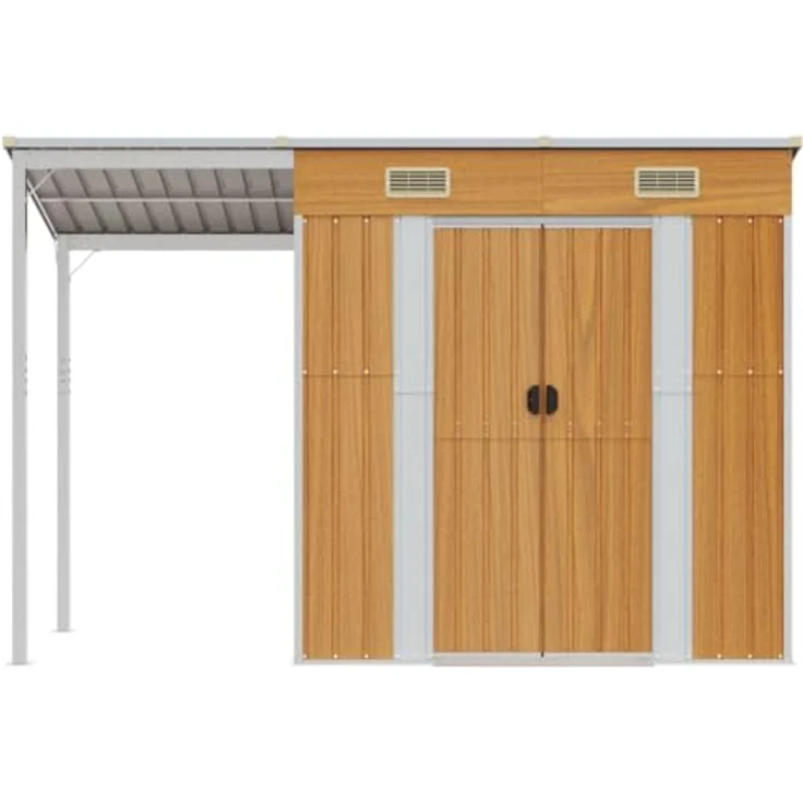vidaXL Gartenhaus mit Schleppdach Hellbraun 277x110,5x181 cm Stahl – Bild 3