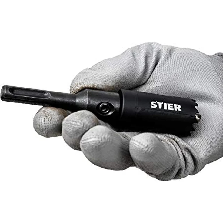 STIER SDS Plus Adapter 1/2" 20 UNF für Lochsägen 14-32 mm inkl. Inbusschlüssel, stabil und leicht, SDS Plus, HSS Zentrierbohrer, von STIER – Bild 4