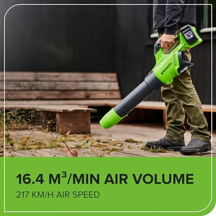 Greenworks Axial Akku-Laubbläser GD24X2BVK2X Li-Ion 2x24V 225km h Luftgeschwindigkeit leistungsstark – Bild 4