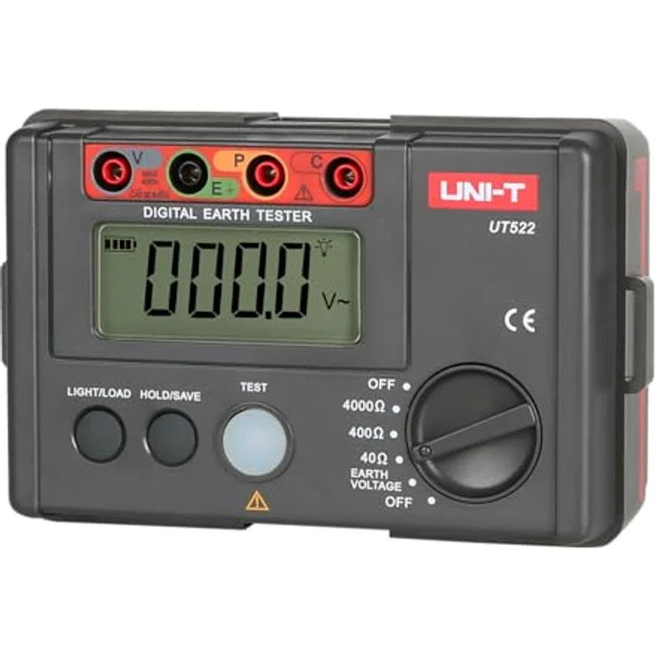 Uni-T UT522 Digitaler Erdungstester, Erdungs-Widerstandsprüfer (CAT III 600V) mit LCD-Hintergrundbeleuchtung und Daten-Hold-Funktion – Bild 4