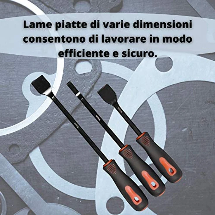 Professionelles Schaber-Set mit flachen Klingen von YATO - zum Entfernen von Dichtungen und Kohlenstoffablagerungen an Motorenköpfen | Motorschaber – Bild 2