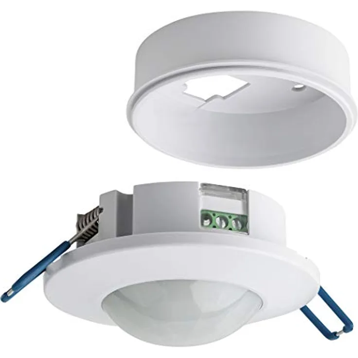 SEBSON® Bewegungsmelder Innen, Unterputz Aufputz Decken Montage, programmierbar, Infrarot Sensor, Reichweite 8m / 360°, LED geeignet, 3-Draht