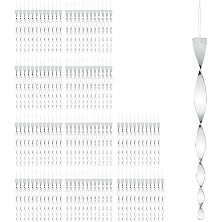 Relaxdays 120 x Vogelabwehr Spirale, reflektierend, Vogelvertreiber Balkon & Garten, Windspirale, 40 cm lang, Vogelschreck, Silber - Preisvergleich – Bild 1