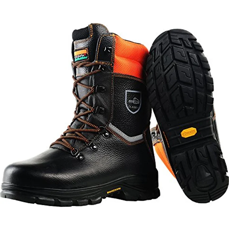 Trend Line Woodsafe Schnittschutzstiefel S3 schwarz Sicherheitsschuh, Vibram®-Laufsohle, Größe 46, wasserabweisendes Leder, antistatisch, öl- und kraftstoffbeständig – Bild 1