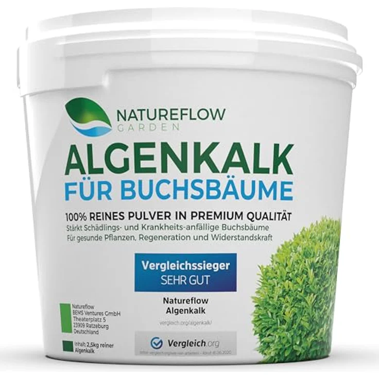 NATUREFLOW TESTSIEGER Bio Algenkalk für Buchsbäume – 100% reines Lithothamnium Calcareum, 2,5kg, für Widerstandskraft und Regeneration – Bild 1