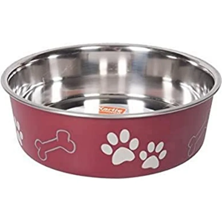 Karlie Edelstahlnapf Ascar mit Pfotenmotiv 2200 ml ø: 21 - 23 cm dunkelrot