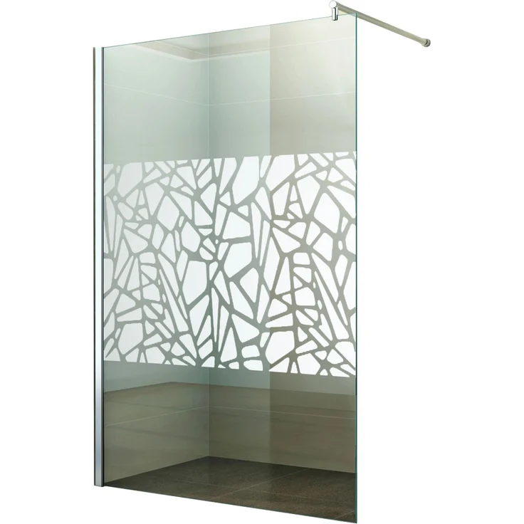 Dein Bau Projekt Walk-In Duschabtrennung Scherben, 130 x 200 cm, 10 mm ESG-Glas mit Nano-Beschichtung, inkl. Querstange & Wandprofil, anpassbar