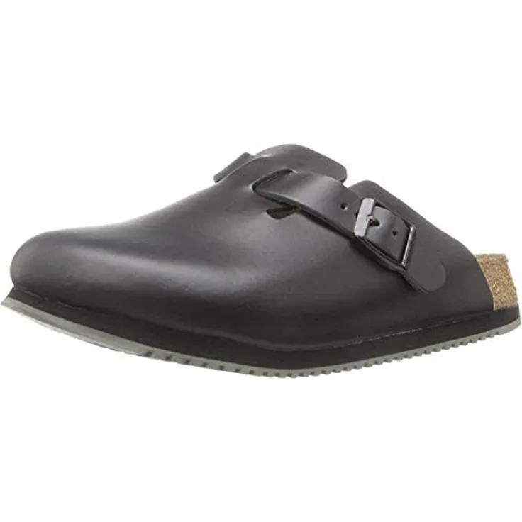 BIRKENSTOCK Boston Schwarz Superlaufsohle Naturleder