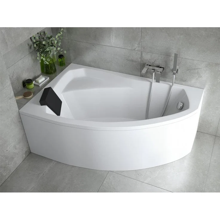 KOLMAN Eckbadewanne Rima 130x85, Acryl, mit GRATIS Ablaufgarnitur & Füßen, rutschfest, schneeweiß