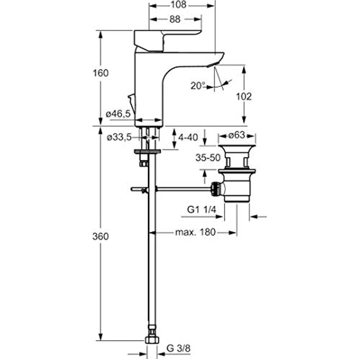 OTTO Spültischarmatur, Waschtisch-Einhand-Einlochbatterie mit 6 l/min Durchflussmenge, Messing, mit Kalkschutz und Metallhebel – Bild 5