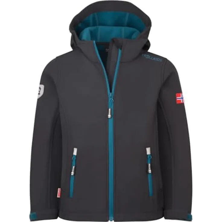 TROLLKIDS Softshelljacke KIDS TROLLFJORD JACKET, Unisex Freizeitjacke in modischem Design, Schwarz