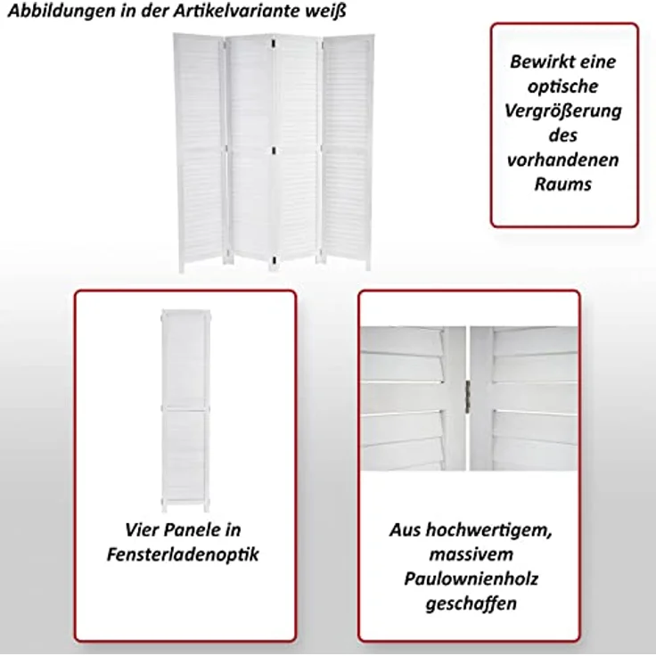 Mendler Paravent HWC-C30, Raumteiler Trennwand Sichtschutz, Shabby-Look Vintage, 170x160cm braun – Bild 2
