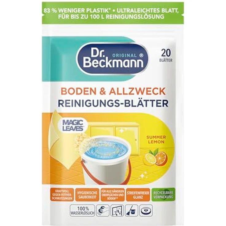 Dr. Beckmann Allzweck Reinigungs-Blätter SUMMER LEMON 20 Blätter Allzweckreiniger, Duftnote Zitronenfrische – Bild 2
