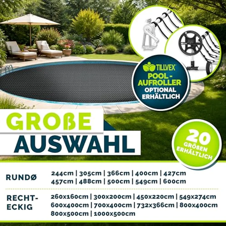 tillvex® Premium Pool Solarabdeckplane 400 µm Rechteckig 700x400 cm | Solarfolie Wärmeplane zuschneidbar | Solarplane Solarabdeckung | Poolheizung Poolsolarplane für Wassererwärmung – Bild 4