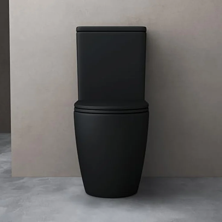 doporro Stand-WC S179T schwarz matt inkl. Softclose Absenkautomatik 36x63x82cm spülrandlos – Bild 4