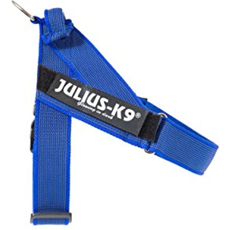 JULIUS-K9 Color&Gray IDC-Gurtbandgeschirr, Größe 0, blau-grau, mit Bruchsicherer Schnalle und Phosphoreszierenden Seitenaufschriften – Bild 1