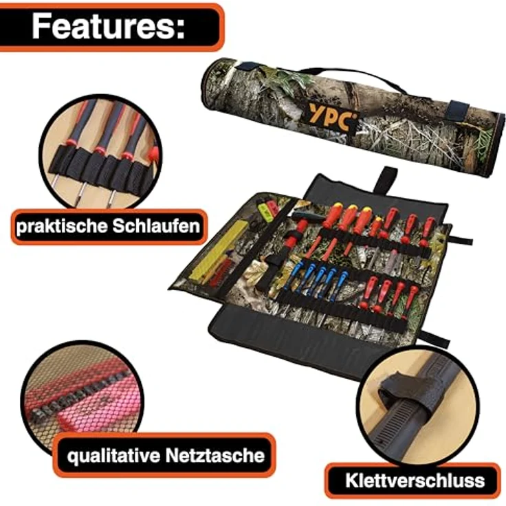 YPC VarioRoll XXL – 62x44cm, Werkzeugtasche rollbar mit 60 Halteschlaufen, wasserfest, schwarz – Bild 4