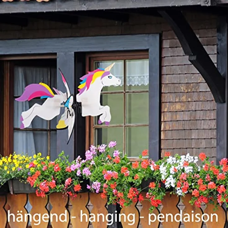 CIM Windspiel - Petite 2in1 Einhorn - Ø28x43x85cm - Windmühle mit Standstab oder Mobile mit Hängeset – Bild 3