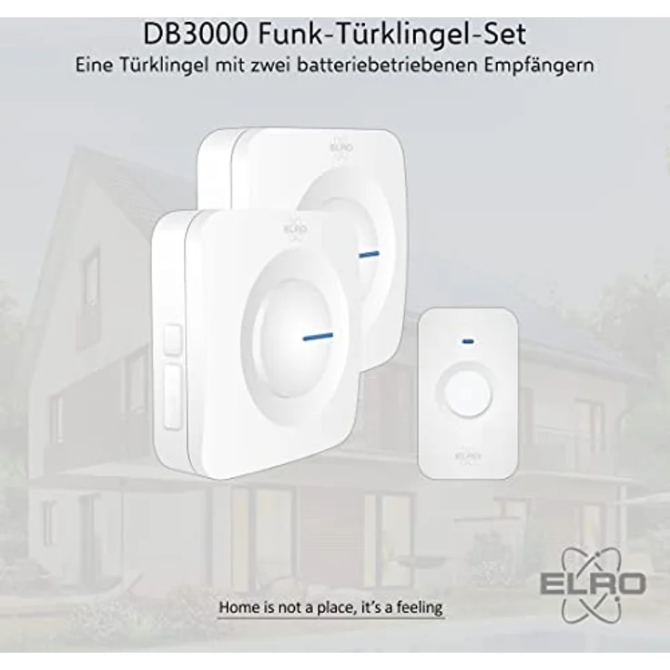 ELRO DB3000 Funk Türklingel Set 2X Tragbare Empfänger mit Batterie-Wasserdicht, 300m Reichweite, 64 Melodien-Weiß – Bild 2