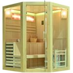 LinJa Sauna Calgary traditionelle Heimsauna, BxTxH: 150 x 150 x 200 cm, Hemlockholz, 6,0kW Harvia Ofen