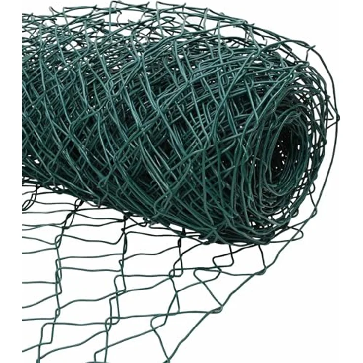 vidaXL Beetumrandung Maschendrahtzaun, 2 x 10 m, grüner Stahlzaun mit rautenförmigem Maschendesign, wetterfest und einfach zu montieren – Bild 7