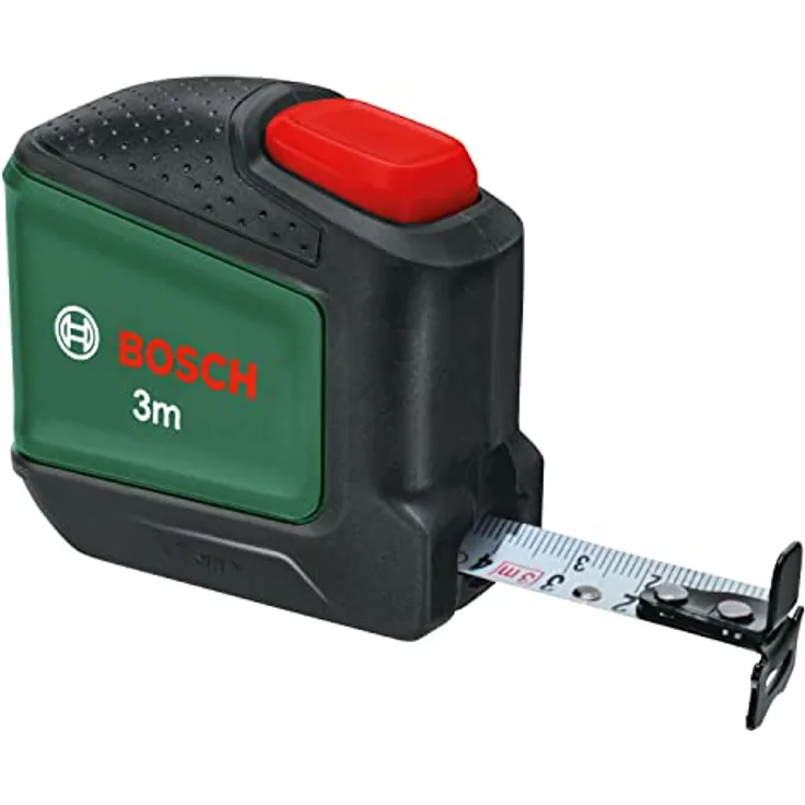 Bosch Maßband 3m (Autolock; 19mm breites Band, nylonbeschichtet, genaues 3-Meter-Maßband mit Zweirichtungshaken und Metall-Gürtelclip)