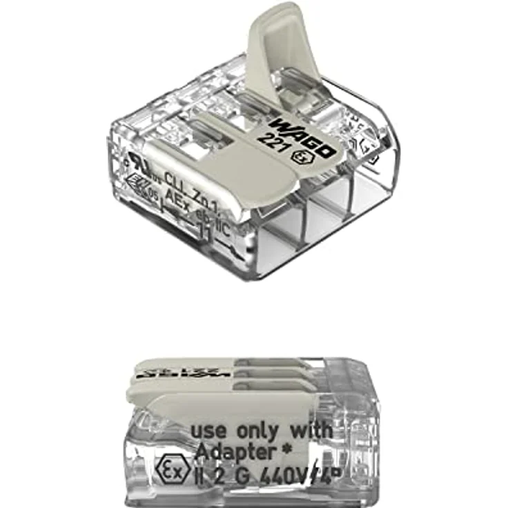 WAGO 221-483 Verbindungsklemme, flexibel für 0,20-4mm², 3-polig, Transparent, Weiß, mit Hebelanschluss – Bild 2