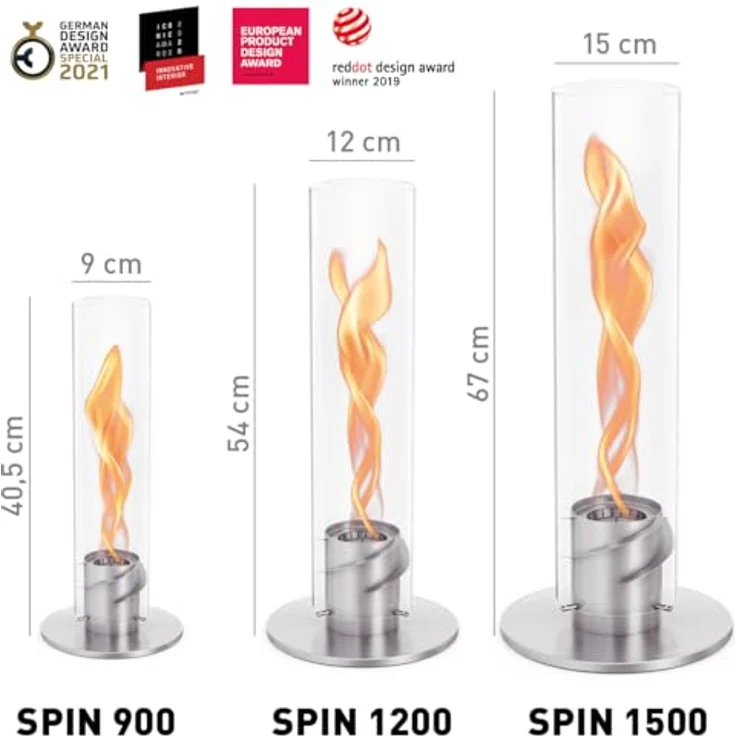 höfats - Spin 1500 Silber NEUES Modell mit verlängerter Brenndauer und innovativer Brenntechnologie - flüssig Bioethanolkamin, Edelstahl Tischfeuer für Indoor und Outdoor – Bild 2