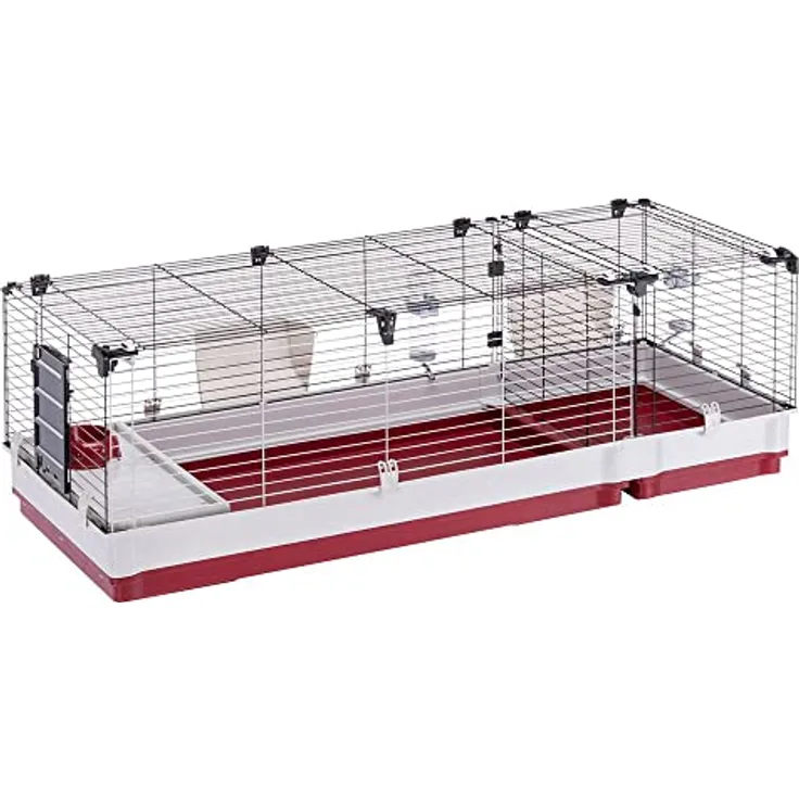 Ferplast Kleintierkäfig KROLIK 160, Hasenkäfig innen mit Zubehör, Kaninchenkäfig groß auf für Meerschweinchen, Maße: 162 x 60 x 50 cm
