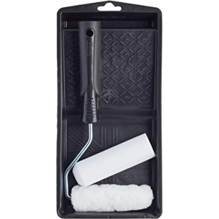 Harris Mini-Farbroller-Set 10 cm mit 2 Walzen, Farbwanne & Bügel für Dispersionsfarbe und Lacke, ideal für Wände, Decken & kleine Flächen