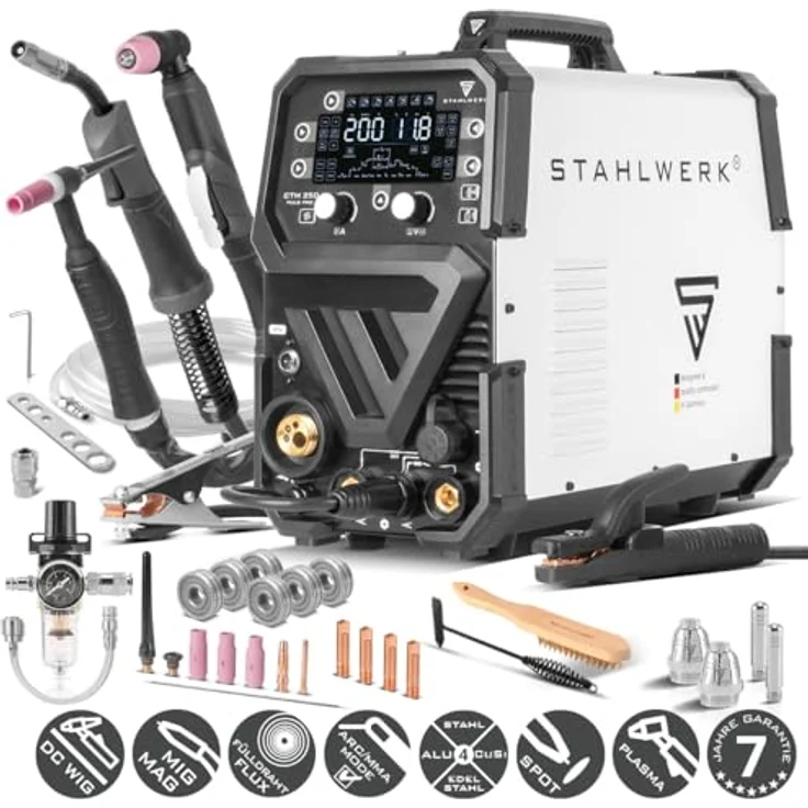 STAHLWERK CTM-250 Puls Pro, 6-in-1 Schutzgasschweißgerät mit 200 Ampere und Plasmaschneider, IP21S, 15,7 kg – Bild 2