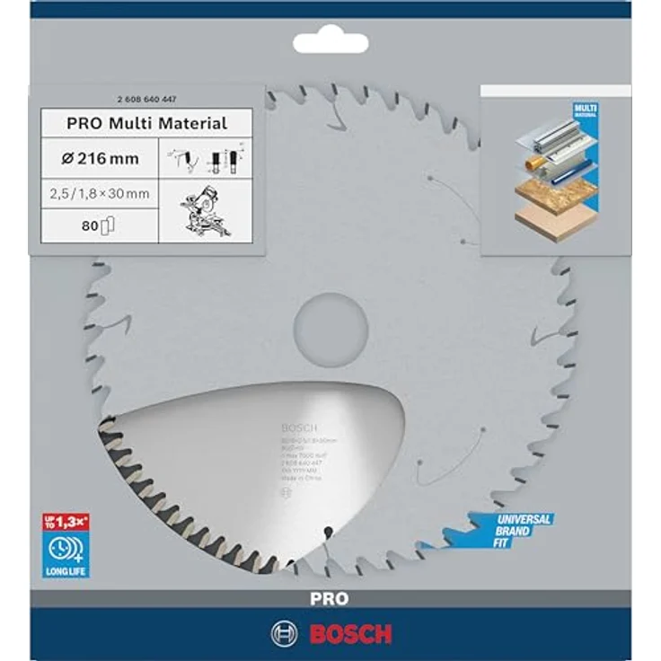 Bosch Professional Kreissägeblatt Multi Material (216 x 30 x 2,5 mm, 80 Zähne, Zubehör Kreissäge) – Bild 2