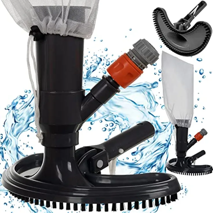 Northix Bigstren 20931 Bodenreiniger für Schwimmbäder, wasserbetrieben, schwarz, mit harten Reinigungsborsten