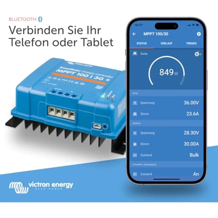 Victron Energy SmartSolar MPPT 100V 30 Amp 12/24-Volt Solar Laderegler (Bluetooth) - Effizienter Solarladeregler mit MPPT-Technologie – Bild 2