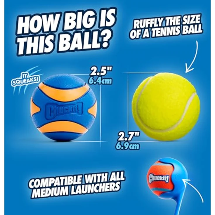Chuckit Ultra Squeaker Ball, Hundespielzeug 2er Pack, Größe M (Durchmesser 6 cm), schwimmfähig und kombinierbar mit Chuckit! Ball Launcher – Bild 3