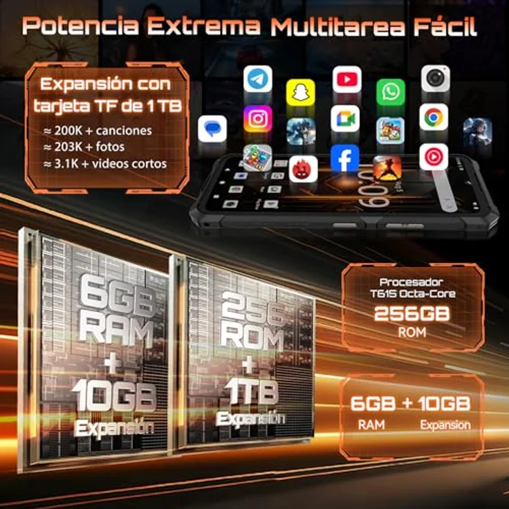 CUBOT Kingkong ES 3 – 4G Smartphone, 6,74" HD+ 90Hz, 16GB RAM (6GB+10GB erweitert), 256GB ROM, 48MP Kamera, 10200mAh Akku, Android 15, Schwarz – Bild 3