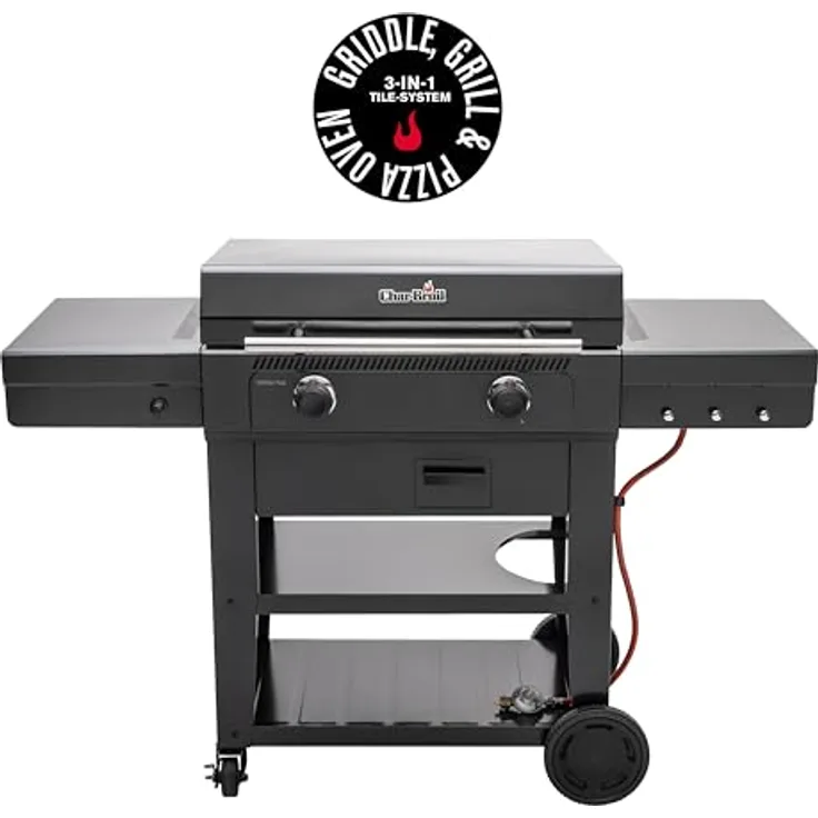 Char-Broil Planchagrill Griddle mit 3-in-1 Tile-Cooking-System, entnehmbare Fettauffangschale, Holzkohlegrill