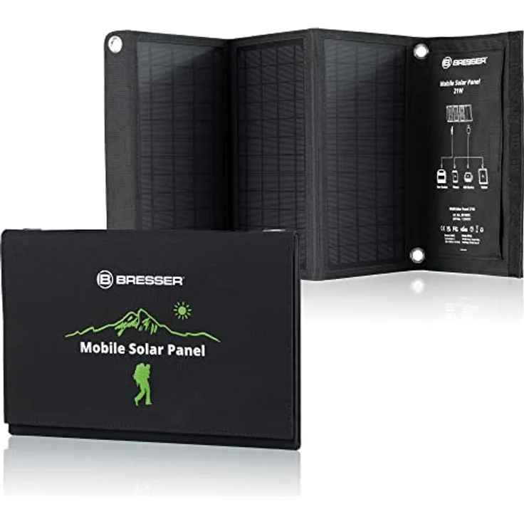Bresser Solarpanel 21 W, ultra-kompaktes Solar Ladegerät mit monokristallinen Zellen und Cordura-Gewebe – Bild 1