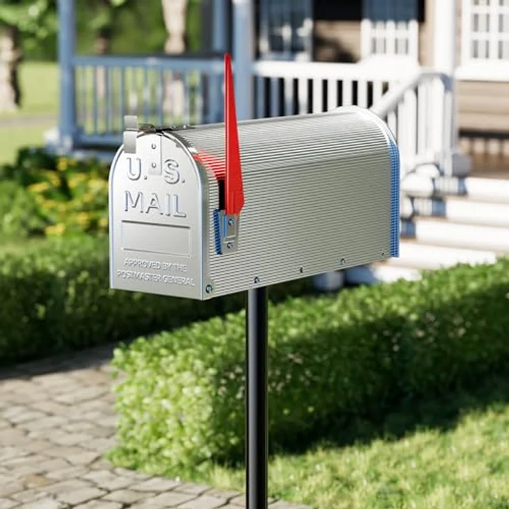 US Mailbox Amerikanisches Design silberfarben Briefkasten Standbriefkasten – Bild 3