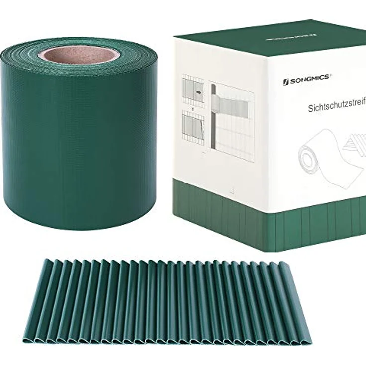SONGMICS PVC Sichtschutzstreifen, 40 m x 19 cm, extra dick und blickdicht, grün, inkl. 25 Befestigungsclips – Bild 3