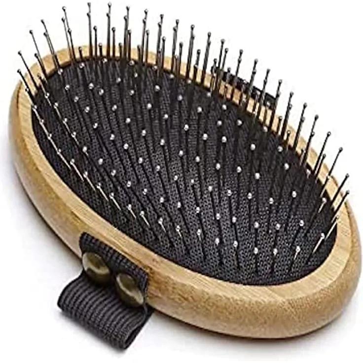 Mikki 6280002 Bambus-Handbürste mit Kugelköpfen für mittellanges und dichtes Fell, Für Hunde und Katzen, Hergestellt aus Bambus, Sanfte Pflegebürste, 95 g