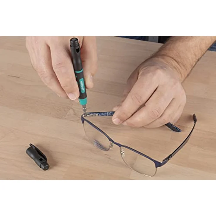 Wolfcraft Mikro-Bit-Pen 8736000, 132mm mit 4 Wendeklingen für Mikro-Schrauben, inkl. Magnetkappe und Clip – Bild 2