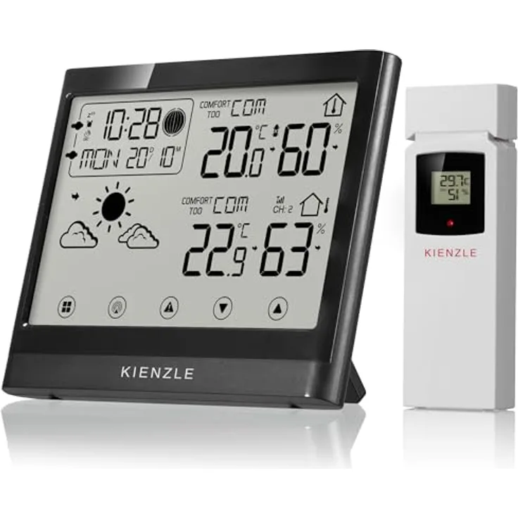 Kienzle TempTrend NEO Wetterstation, wetterfeste digitale Wetterstation mit Temperatur- und Hygrometermessung