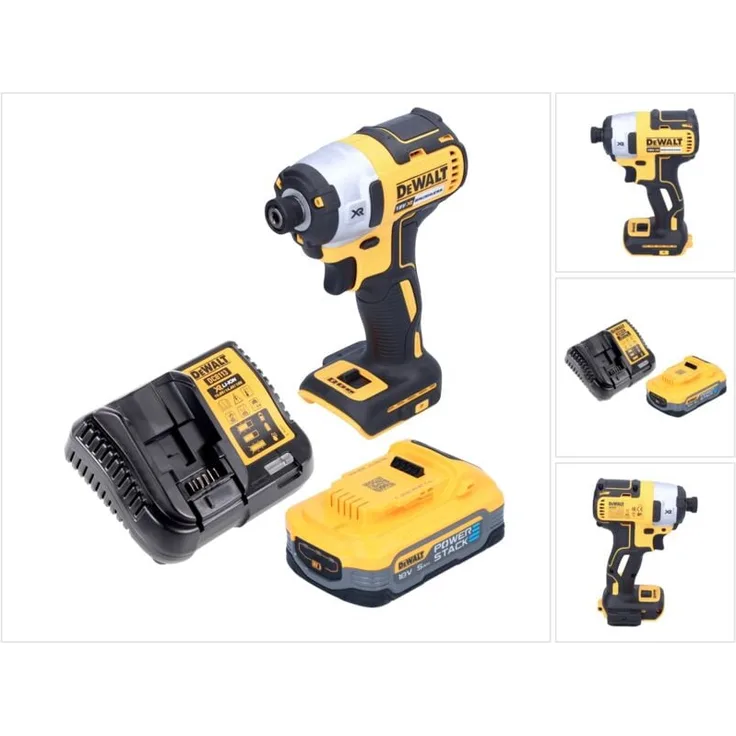 DeWalt DCF 887 H1 Akku Schlagschrauber, 18 V, 205 Nm, 1/4" Brushless, inkl. 5,0 Ah Powerstack Akku und Ladegerät