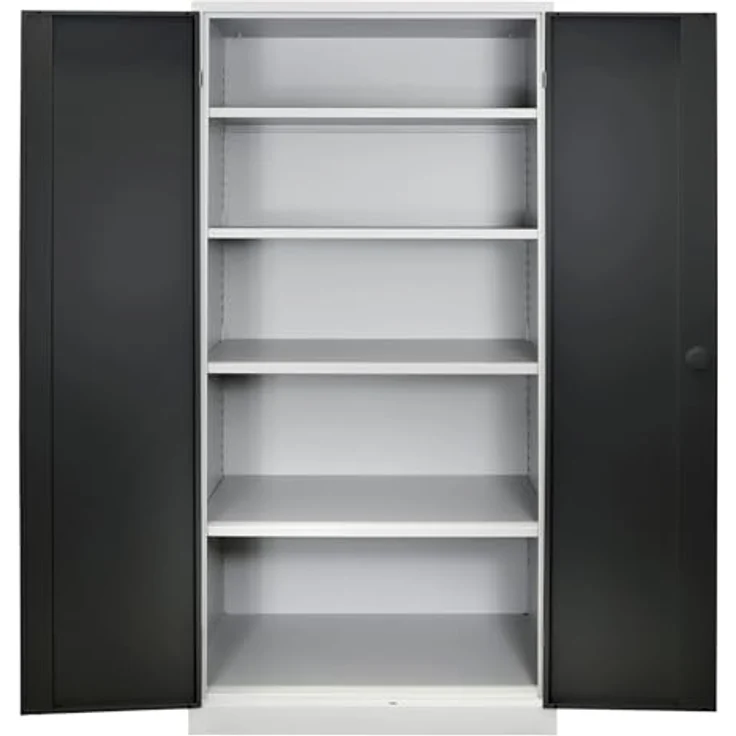 ADB Flügeltürenschrank RAL7035/7016, H 1950 x B 920 x T 500 mm | Metallschrank mit 50 kg Fachbodenbelastung | Werkstattschrank | Lagerschrank – Bild 3