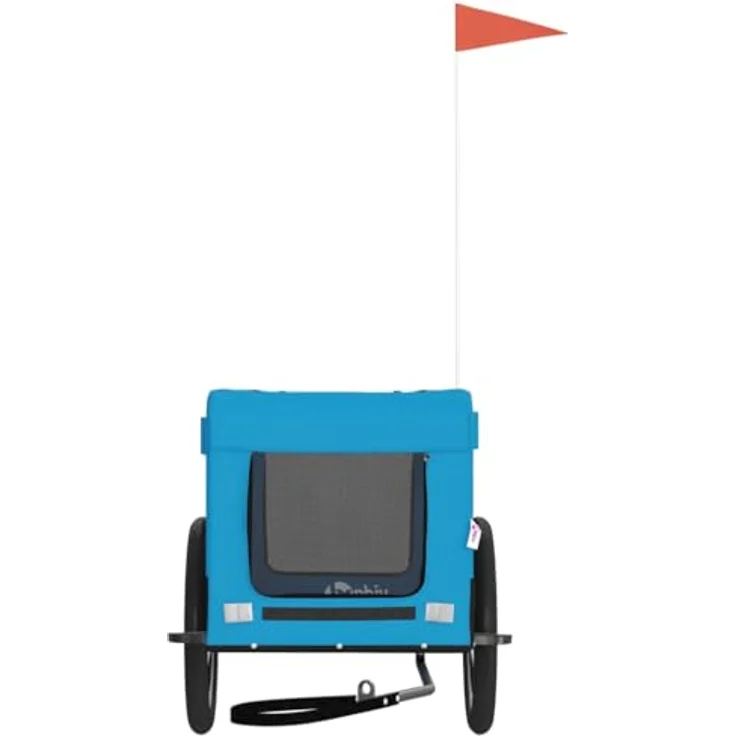 vidaXL Hunde-Transportbox Fahrradanhänger Blau und Schwarz Oxford-Gewebe Eisen mit PVC-Dach und Reflektoren – Bild 5