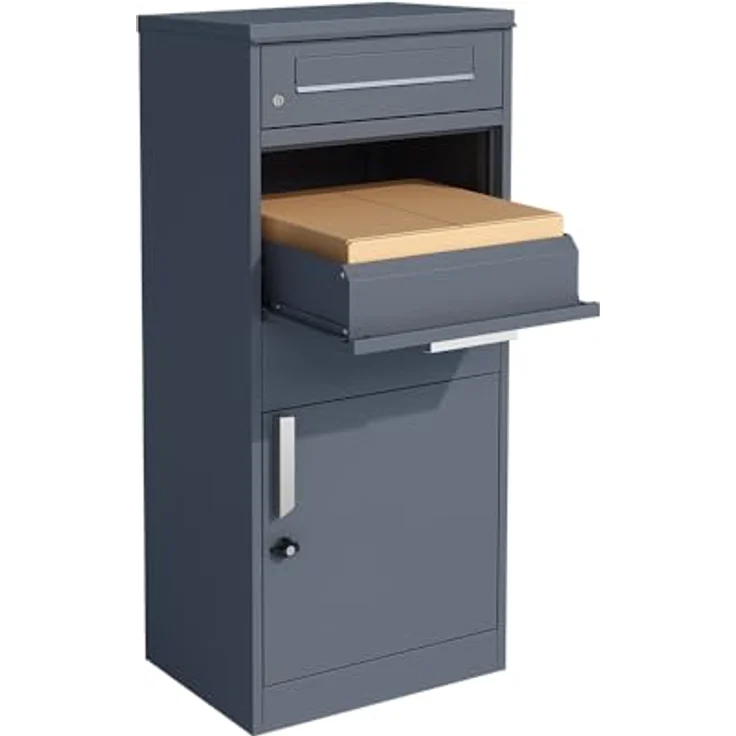 WESTMANN Stahl Paketbox Pedro | Anthrazit | 66 Liter Volumen, mit abnehmbarem Pflanzkasten – Bild 3